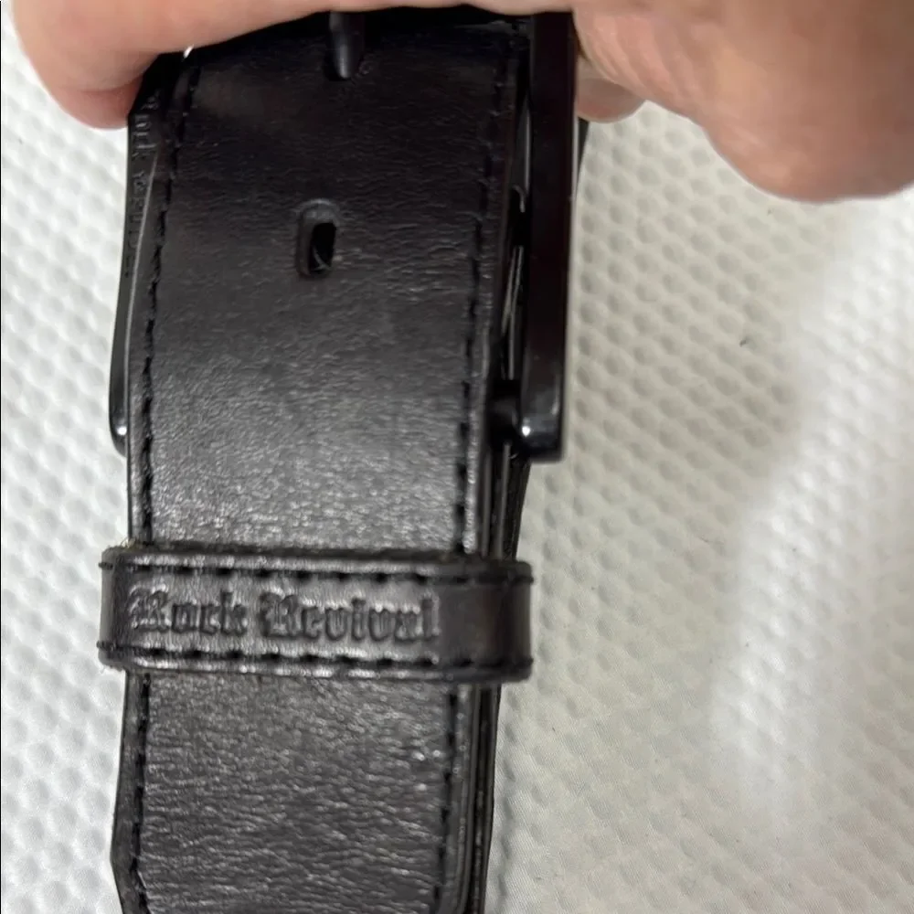 Rock Revival Black Full Grain Leather Belt Size 34